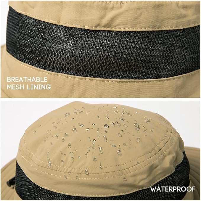 Oversized XL XXL Waterproof Sun Hat for Big Heads Mesh Bucket Hat Wide Brim Adjustable Packable Hiking Beach Fishing