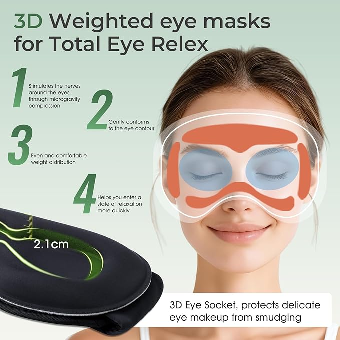 Smart Bluetooth Bamboo Cotton Sleep Mask Headphones, 3D Weighted Compress Cooling Gel Eye Mask 100% Blackout Sleep Mask Zero Eye Pressure|Warm&Cooling mask Hot Cold Therapy Sleep Headphones