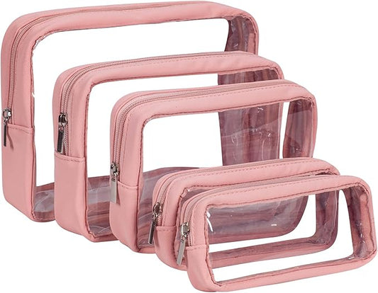 TSA Approved 5-Piece Diaper Bag Organizer Pouch Set Clear Waterproof TPU Kids Toiletry Storage Set Travel Packing Clutch Cube Bags for Baby Nursing