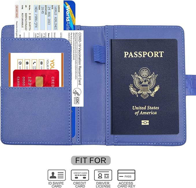 Melsbrinna Premium Leather Passport Holder Covers Case, Waterproof Rfid Blocking Travel Wallet Passport Holder with Pen Holder, Cute Passport Book for Women/Men