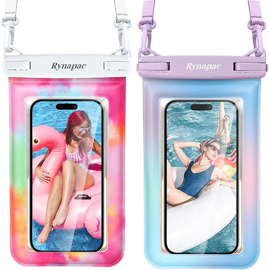 [Floatable] Waterproof Phone Pouch 2 Pack - [Up to 8.5"] IPX8 Floating Waterproof Phone Case Dry Bags with Adjustable Lanyard for Beach Vacation Travel Cruise Ship Pool Kayak Essentials
