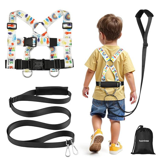 HOOMTREE Safety Walking Harness and Leash for Autism & Special Needs Kids Ages 3-6 with Easy-Adjust Tether + Emergency Grab Handle for Wandering Prevention & Calm Outdoor Adventures