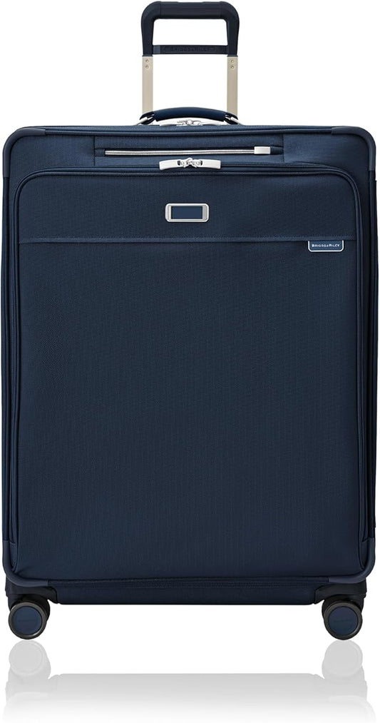 Briggs & Riley 31" Extra Large Expandable Spinner - Checked Luggage for Travel, Suitcases with Wheels, Softside Rolling Bag for Men & Women, Self-Repairing Zipper - Baseline Collection, Navy