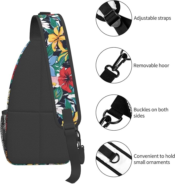 Hawaii Tropical Palm Sling Backpack Crossbody Bag Casual Chest Bags Travel Hiking Daypack Shoulder Bag for Women Men