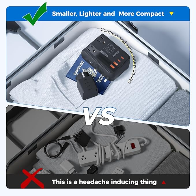 DOACE 350W Voltage Converter US to Europe - 220V to 110V Converter for European Travel, Power Converter Adapter Combo with PD Chargers for Hair Straightener Shaver Toothbrush CPAP Laptop Camera Phone