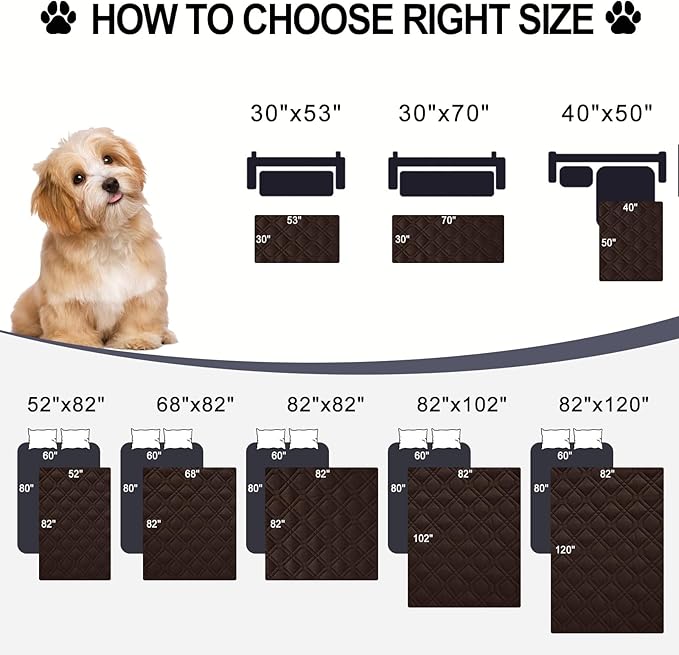 Smiry Waterproof Dog Blanket, 52x82 Inch Soft Pet Bed Cover Reversible, Washable Sofa Couch Furniture Protector for Small Medium Large Dog Puppy Cat, Geometric, Chocolate/Dark Grey