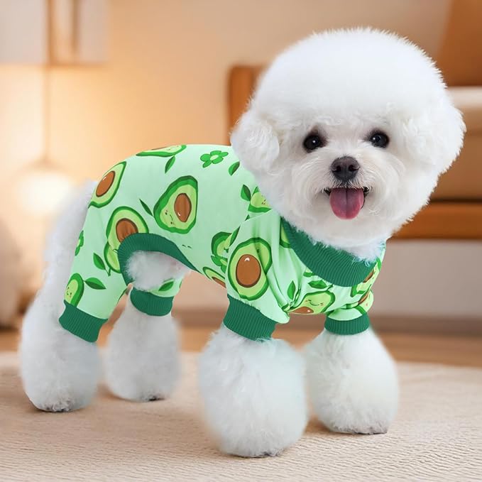 XPUDAC 4 Pieces Dog Pajamas Small Sized Dogs Boy Girl Strechy Soft Pjs Summer Pet Clothes for Dog Cat Puppy Onesies, XS