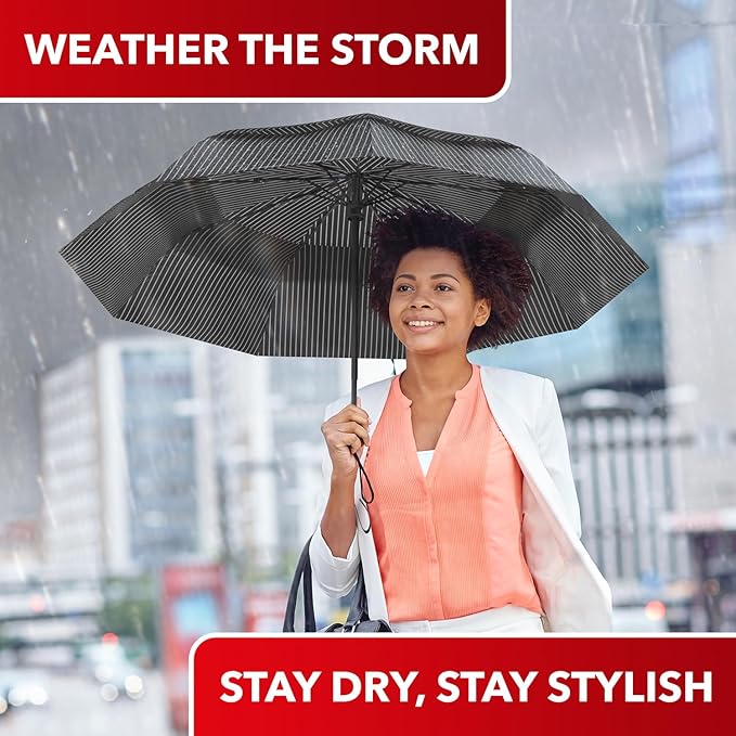 REPEL Windproof Travel Umbrella - Compact & Withstands Winds up to 85MPH , Strongest Premium Auto Folding Umbrella for Rain and Sun - Durable, Light & Portable for Women & Men , Fits Backpack & Cars