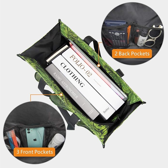 TOPDesign Utility Water Resistant Tote Bag with 13 Pockets, Top Zipper Closure & Thick Bottom Support, for Working Women