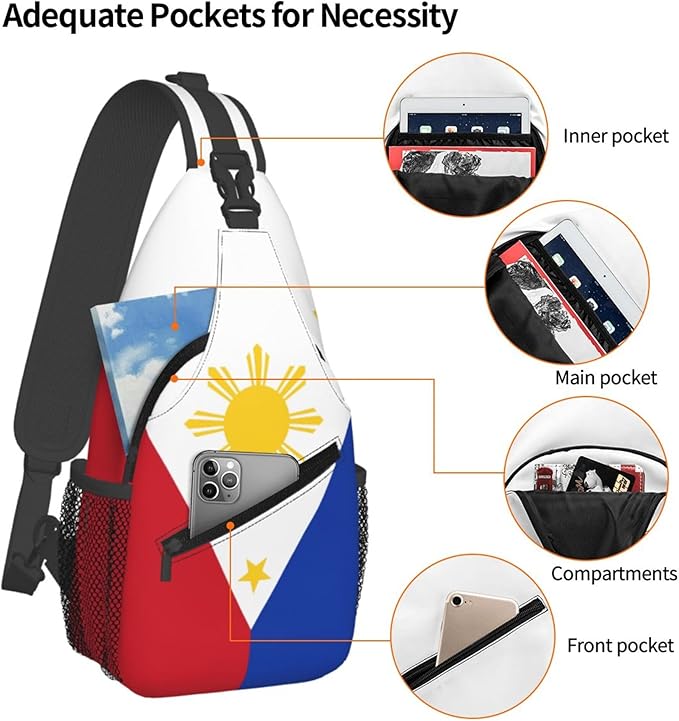 GJXFLSY Philippines Flag Sling Backpack Crossbody Bag Casual Chest Bags Travel Hiking Daypack Shoulder Bag for Women Men