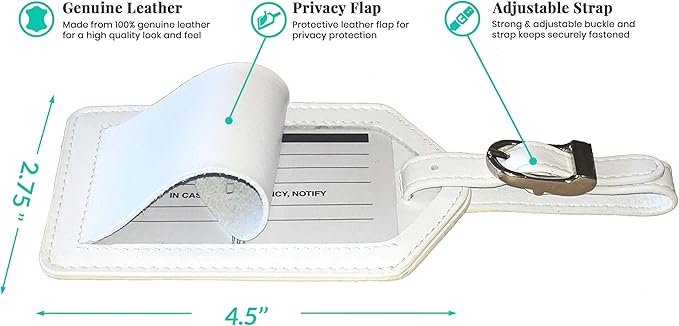 Personalized Monogrammed White Leather RFID Passport Cover Holder and 2 Luggage Tags