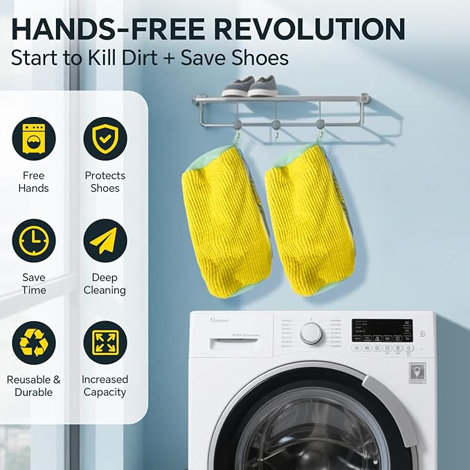 Shoe Washing Machine Bag: 2 Pack Reusable Shoes Cleaning Bags, Heavy Duty Shoe Laundry Bag for Washer & Dryer, 360° Deep Clean for Sneakers Tennis Shoes, Gifts for Women Men