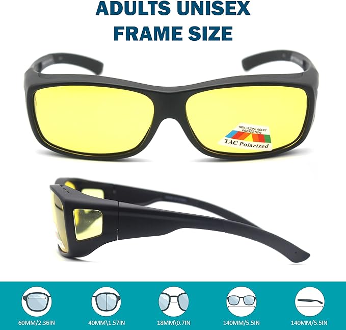 BLUE CUT Fit Over Polarized Sunglasses Solar Shield Sunglasses To Wear Over Glasses