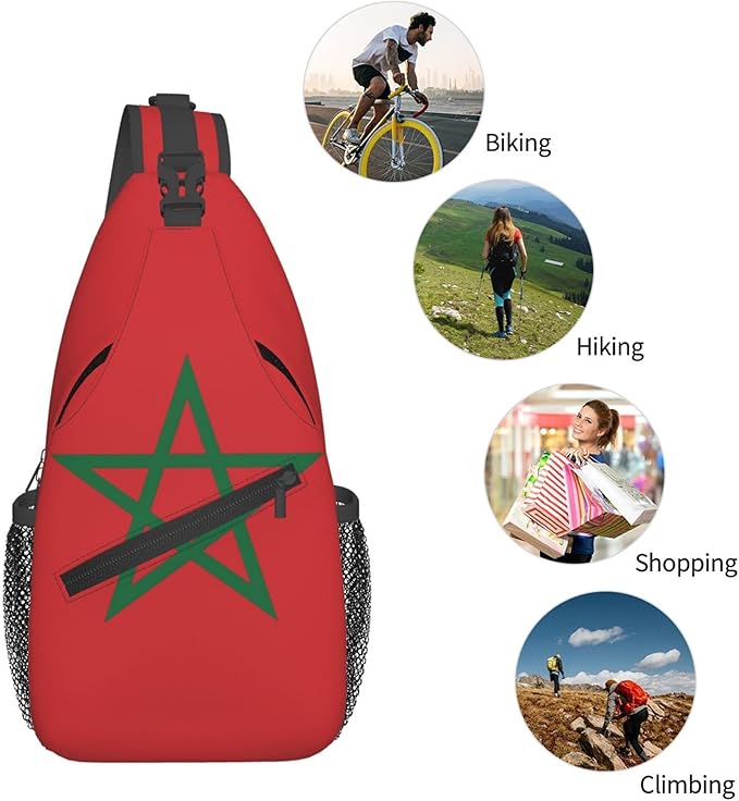 GJXFLSY Morocco Flag Sling Backpack Crossbody Bag Casual Chest Bags Travel Hiking Daypack Shoulder Bag for Women Men