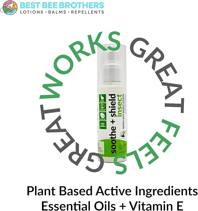 Best Bee Brothers, Insect Repellent - 4oz Soothe + Shield Body Lotion and 2oz Shake + Shield Body Mist