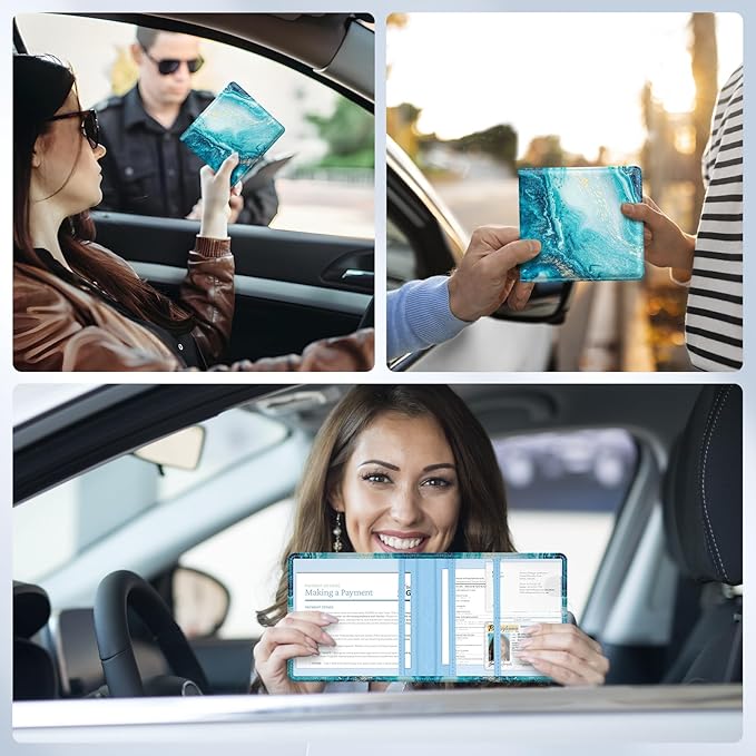 Car Registration and Insurance Card Holder，Vehicle Glove Box Car Organizer，Accessories Case for Storing Driving Licences, Cards, Documents