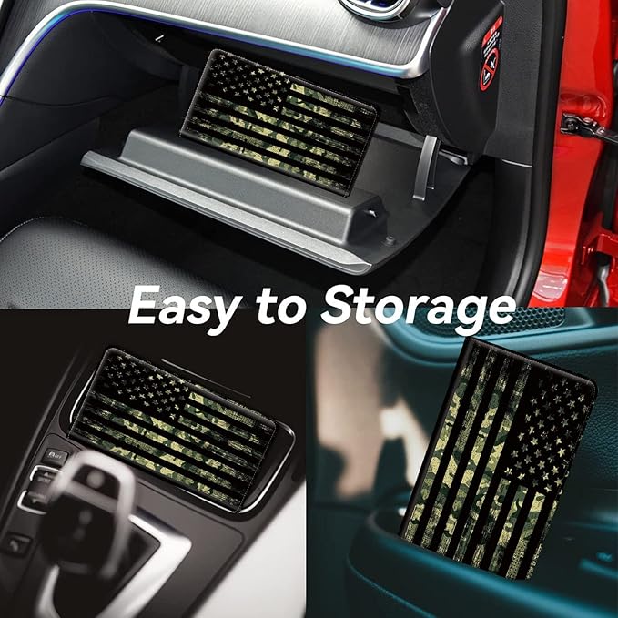 Car Registration and Insurance Holder, Leather Car Glove Box Organizer, Cool Car Accessories for ID, Driver's License Cards & Essential Document, business cards, Men&Women,Military Camouflage USA Flag