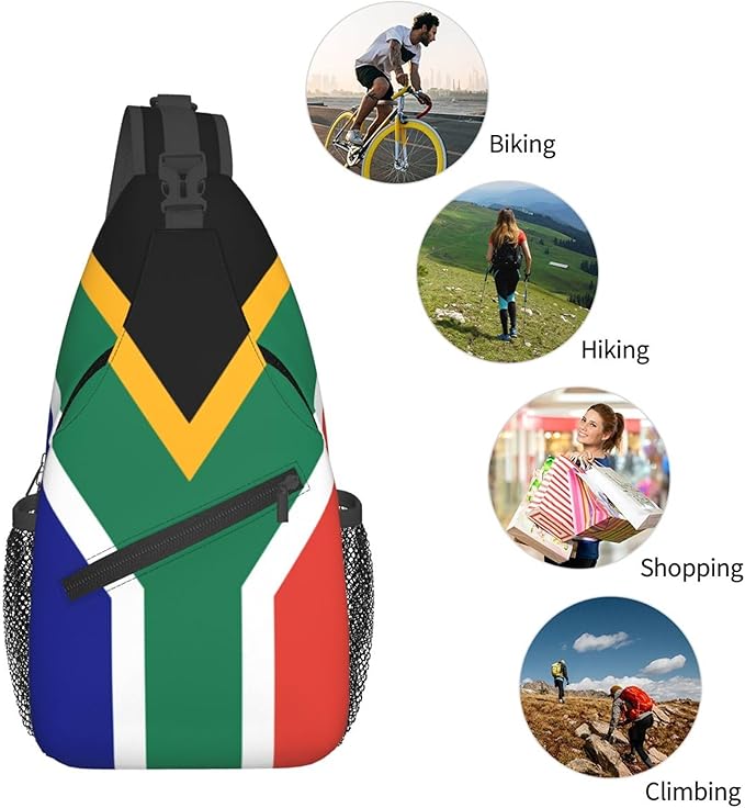 GJXFLSY South Africa Flag Sling Backpack Crossbody Bag Casual Chest Bags Travel Hiking Daypack Shoulder Bag for Women Men