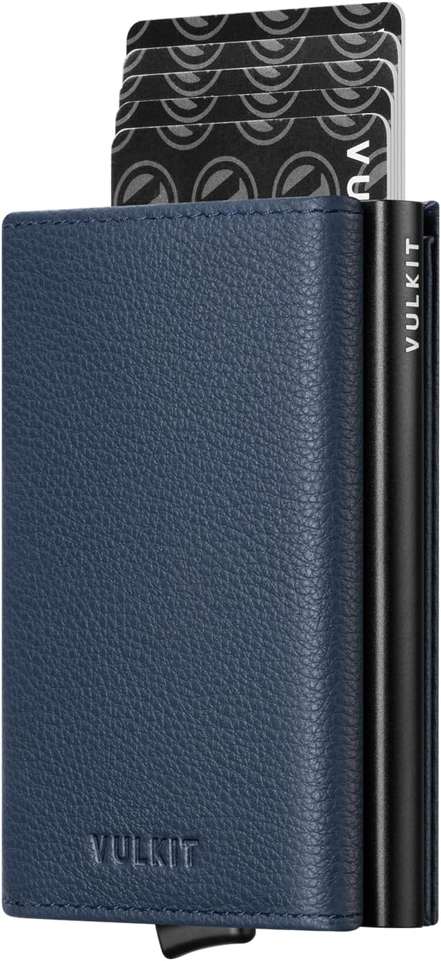 VULKIT Pop up Wallet Minimalist Cash Wallets RFID Blocking Leather Smart Credit Card Holder with Magnetic Closure for Men