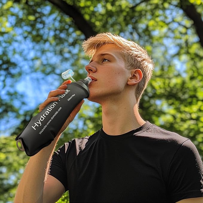 WILDREEDS 150ml Soft Flask, TPU Collapsible Soft Water Bottle for Hydration Pack, Running Vest, Folding Water Bottle for Hiking Cycling Climbing-2Pcs, Black