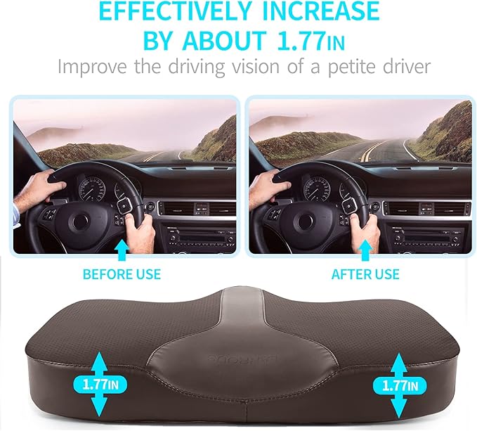LARROUS Car Seat Cushion - Comfort Memory Foam Seat Cushion for Car Seat Driver, Tailbone (Coccyx) Pain Relief Pad, Car Seat Cushions for Driving, Office Chair Cushion (Brown)