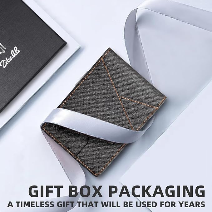 Zitahli Wallet for Men - with Money Clip Slim Leather Slots Credit Card Holder RFID Blocking Bifold Minimalist Wallets with Gift Box