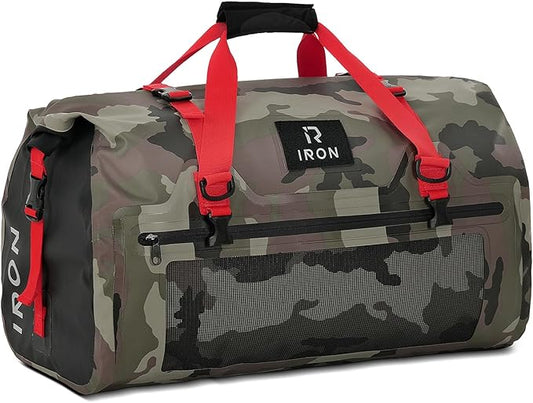 BORLENI Waterproof Motorcycle Dry Duffel Bag Luggage Tail Bag with Large Storage Space,Roll Top Closure, Shoulder Straps, Inner Pocket and Mesh Pocket for Motorcycling Travel Camping(Camouflage,30L)