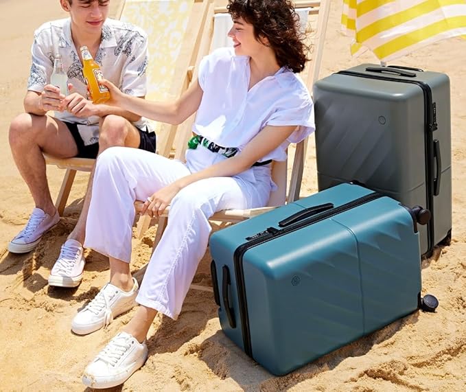 NINETYGO Carry On Suitcase, 20 Inch Carry-On Luggage with Double Spinner Wheels, Anti-Burst Zipper, Hard Case PC Suitcase Carry On, Lightweight Travel Luggage, TSA Approved (Topaz Blue, Hudson)