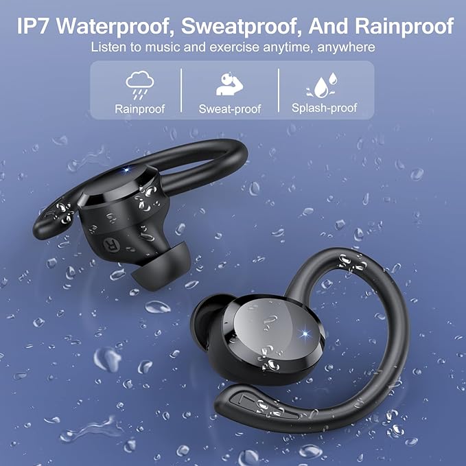 Wireless Earbuds, 2025 Bluetooth 5.4 Headphones HiFi Stereo, Bluetooth Earbuds with ENC Noise Cancelling Mic, IP7 Waterproof in Ear Earphones, 68H Dual LED Display Ear Buds for Workout Sports