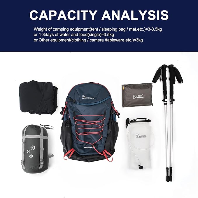 MOUNTAINTOP Hiking Backpack,25/30L Camping Backpack, Men Women Hiking Daypack Lightweight Travel Backpack for Climbing