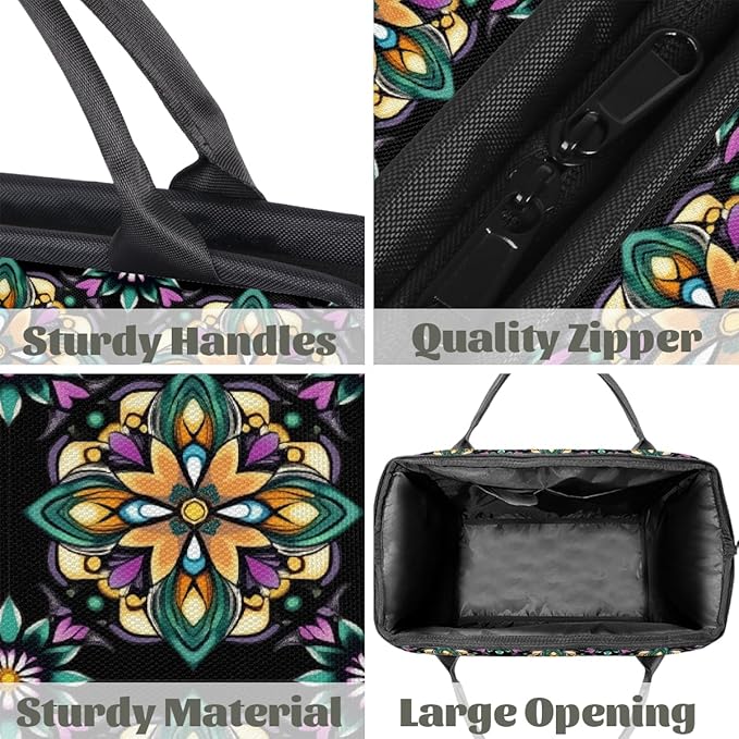 Large Travel Duffle Bag for Women Men,Waterproof Weekender Overnight Bag Carry on Tote Bags for Gym Sport Business Trip,Mexican Floral Tile Duffel Bags