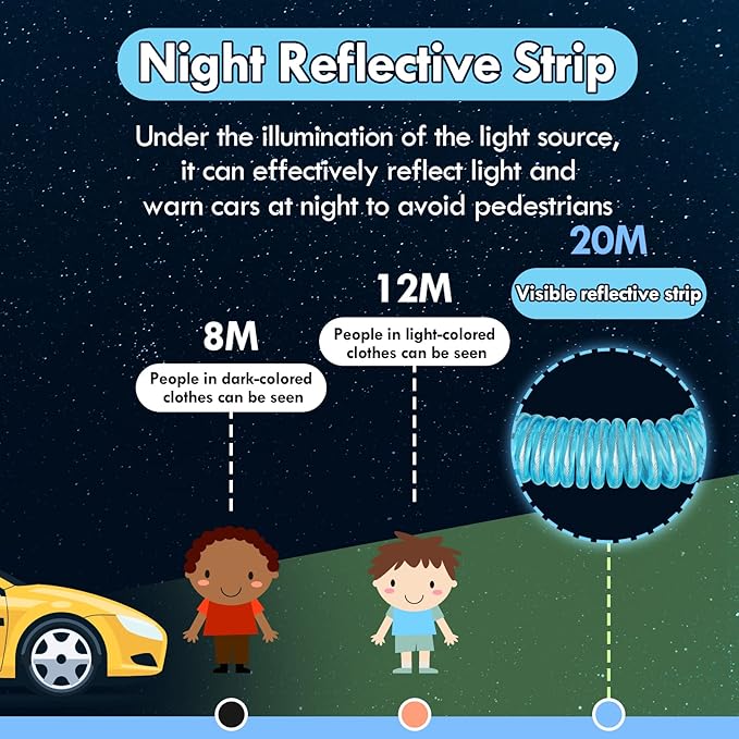 Lehoo Castle Kid Leash, 4.9ft Anti Lost Wrist Link for Toddlers with Induction Lock, Reflective Toddler Wrist Leash, Child Leash Harness, Leash for Kids (Light Blue)