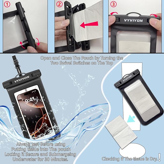 Waterproof Phone Pouch Case 2Pack, IPX8 Cellphone Dry Bag for iPhone 16 15 14 13 12 11 Pro Max & Samsung S25 , Beach Cruise Ship Essentials Waterproof Phone Case Up to 7 inches with Lanyards