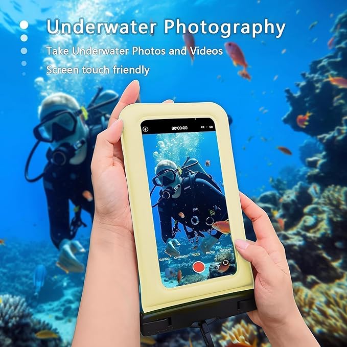 Floatable Soap Bubble Waterproof Phone Pouch/Case with Crossbody Lanyard for iPhone 17 16 Pro Max/15 Pro/14/13/12, IP68 Cellphone Dry Bag Beach Cruise Ship Essentials, 1 Pack-Creamy-7″