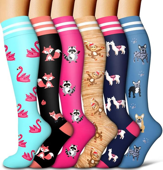 Copper Compression Socks for Women and Men(6 Pairs)-Best Support for Running, Athletic, Nursing, Travel