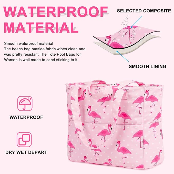 Bluboon Waterproof Beach Tote Pool Bags for Women Ladies Extra Large Carry On Bag With Wet Compartment for Weekender Travel