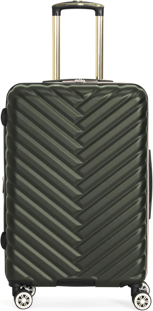 Kenneth Cole REACTION Madison Square Lightweight Hardside Chevron Expandable Spinner Luggage, Olive, 24-Inch Checked