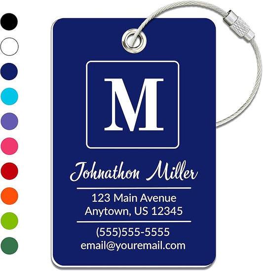 Personalized Luggage Tag | Custom Luggage Tags for Suitcases | Kids Backpack Tag | 10 Color Options & Choose Font, Font Color