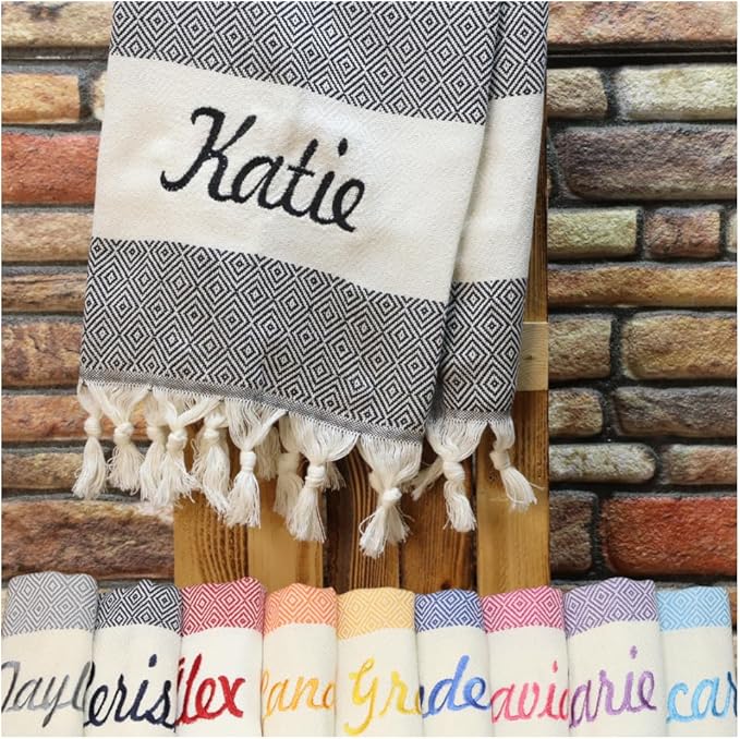 40x70, Personalized Beach Towel, Beach Bachelorette, Personalized Gifts, Bridesmaid Gifts, Girls Trip, Gift for Her, Wedding Gifts, Home Decor, Bridal Party, Beach Towel (Black)