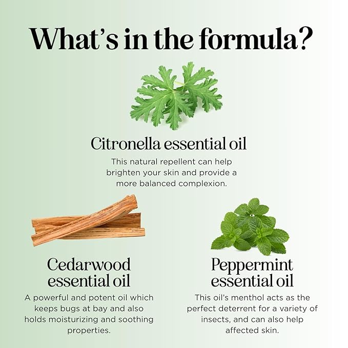 Natural Roll on Bug Repellent Stick - DEET Free Insect Repellent Stick for Kids & Adults for Ticks & Mosquitoes - Made with Citronella Rosemary & Lemongrass - Light Scent Vegan Cruelty Free (3 Pack)