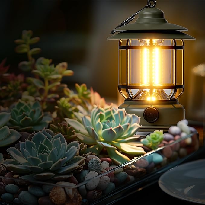 Portable LED Camping Lanterns,1500LM Step-less Dimming, Lightweight Retro Battery Powered USB Rechargeable Tent Lights,Survival Kits Flashlight for Power Outage Emergency Hiking Hurricane 3 Pack Green