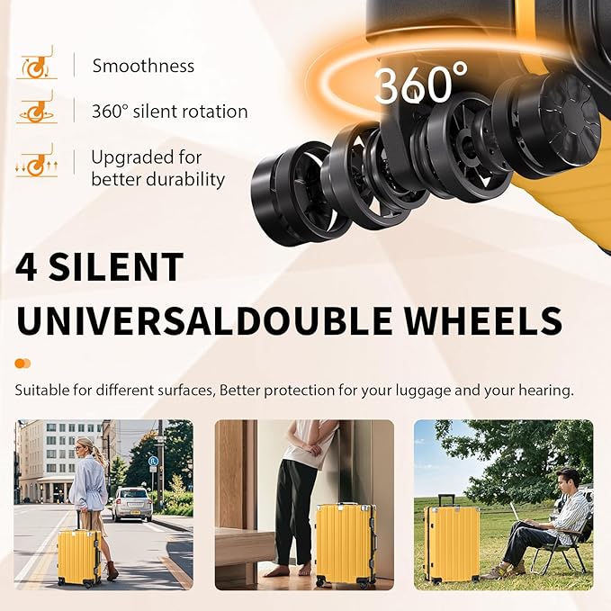 Krute Luggage 28 Inch Aluminum Frame Luggages TSA Lock No Zipper Checked Suitcase with Spinner Wheels Hard Shell Lightweight PC+ABS Large Suit Case