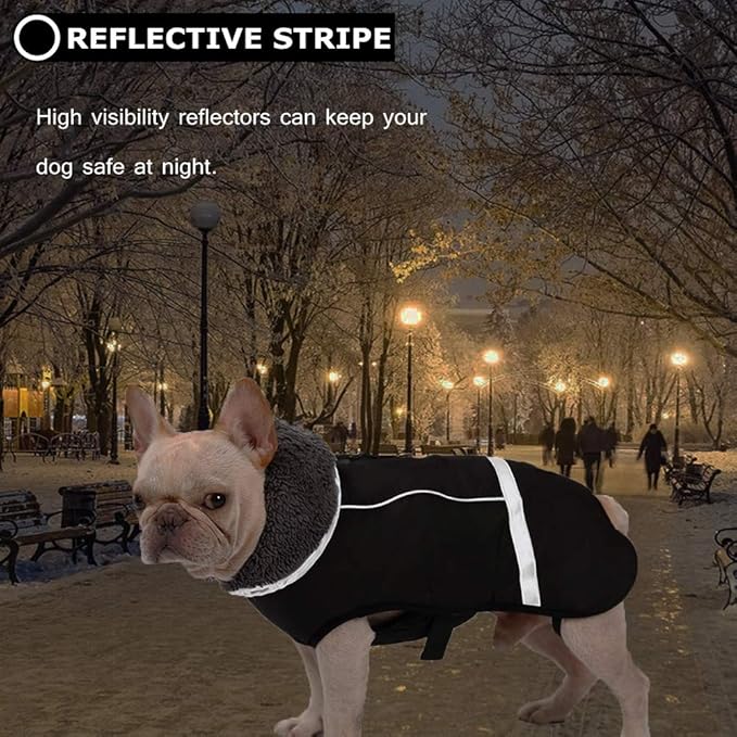 QBLEEV Warm Dog Coat Reflective Dog Jacket, Waterproof Dog Winter Coat Turtleneck Dog Clothes for Cold Weather, Thick Fleece Dog Snowsuit Christmas Dog Vest Pet Apparel for Small Medium Large Dogs S