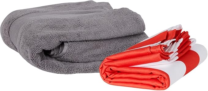 Dock & Bay Beach Towel - Quick Dry, Sand Free - Compact, Lightweight - 100% Recycled - Includes Bag - Cabana - Waikiki Coral Red - Extra Large (200x90cm, 78x35)