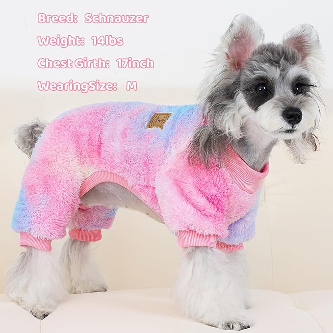 XPUDAC Dog Sweater, Dog Winter Clothes for Small Medium Dogs Girl Boy Fleece Doggy Pajamas for Winter Christmas, Tie-Dye02, Large