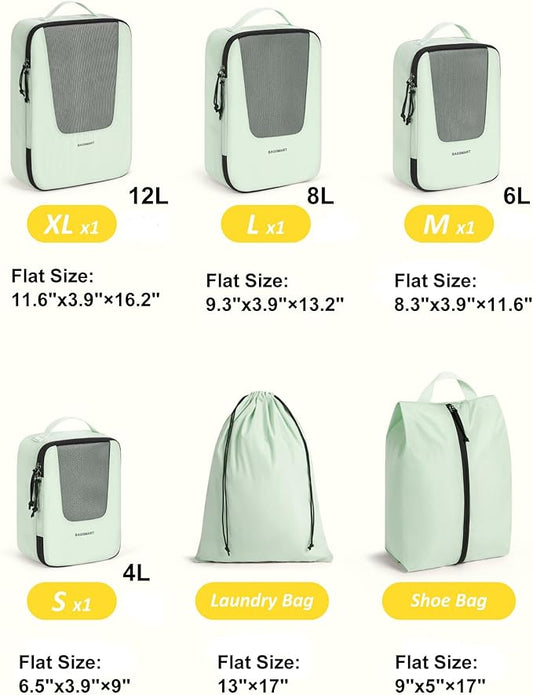 BAGSMART Compression Packing Cubes for Travel, 6 Set/5 Set/4 Set, Compression Suitcase Organizer Bags Set for Suitcases Travel Essentials, Lightweight Packing Organizers