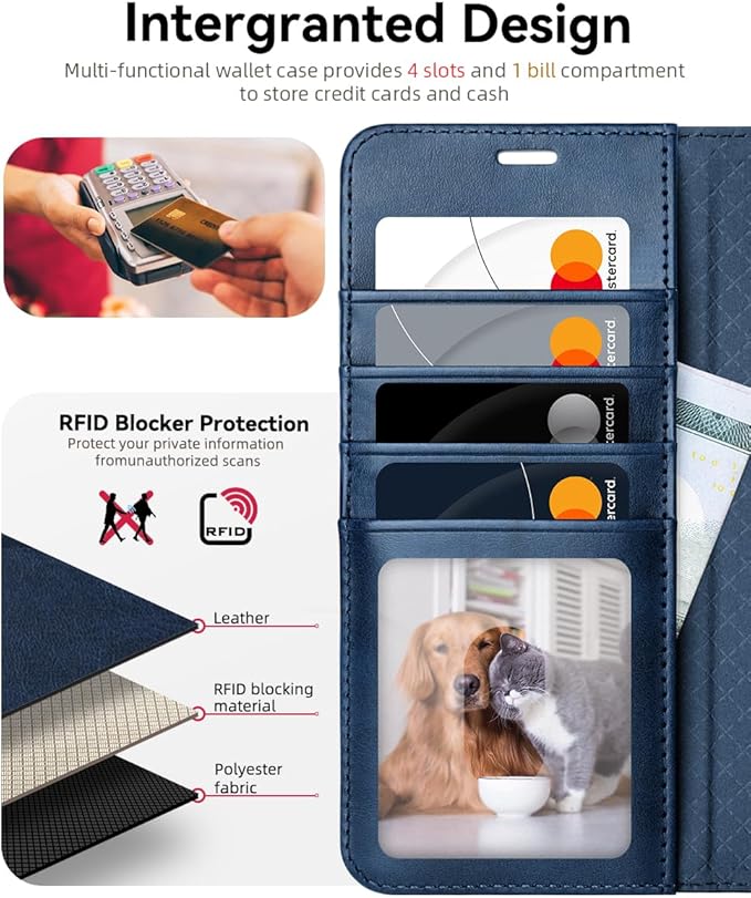 OCASE Compatible with Galaxy S25 Plus Wallet Case, PU Leather Flip Folio Case with Card Holders RFID Blocking Kickstand [Shockproof TPU Inner Shell] Protective Phone Cover 6.7 Inch 2025, Retro Blue