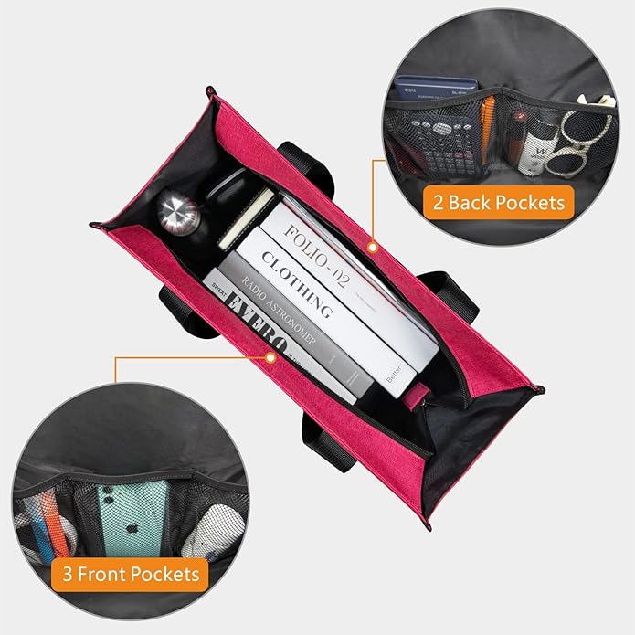 TOPDesign Utility Water Resistant Tote Bag with 13 Pockets, Top Zipper Closure & Thick Bottom Support, for Working Women