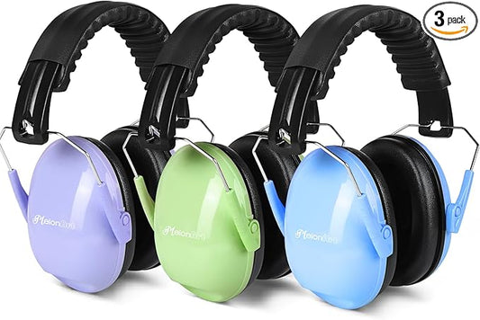 MelonArt Kids Ear Protection Earmuffs 3 Pack Noise Cancelling Headphones for Kids 27dB Toddler Soundproof Headphones Noise Reduction for Autism Sensory Shooting (Blue & Purple & Green)
