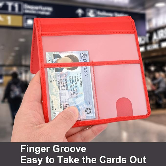 Cacturism Car Registration and Insurance Holder, Vehicle Glove Box Car Organizer Men Women Wallet Accessories Case for Cards, Essential Document, Driver License, Red